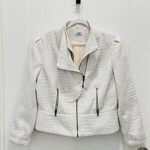 White Metallic Quilted Croc Women's Jacket